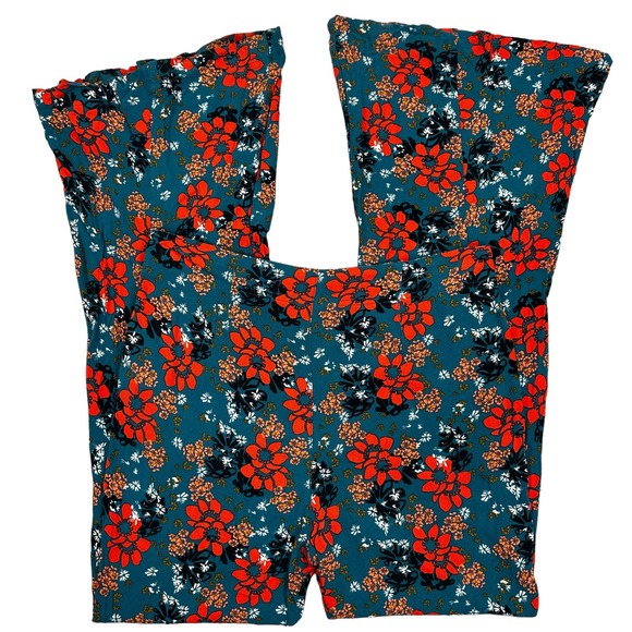 Free People Bell Bottom Pants Womens Size XS Floral Flare Palazzo Boho Hippie - Picture 6 of 14